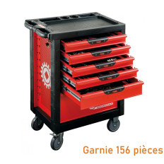 Servante PROLINER 6 tiroirs garnie 156 pièces MOB